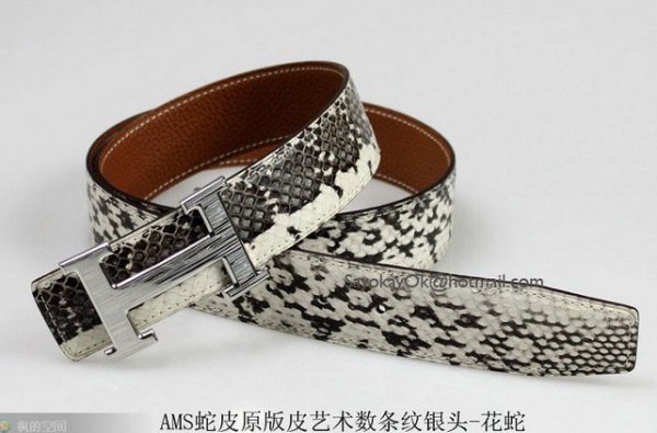 Hermes Snake Stripe Leather Reversible Belt Art Stripe Silver Bu